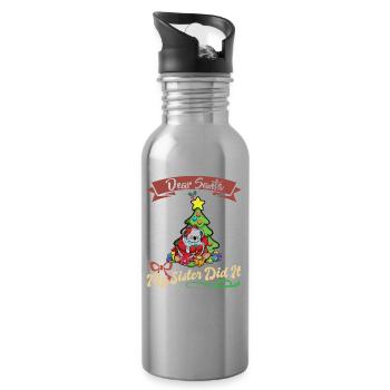 Cher Père Noël Ma sœur l’a fait frères et sœurs Noël - Gourde avec paille intégrée - argent clair - Droite