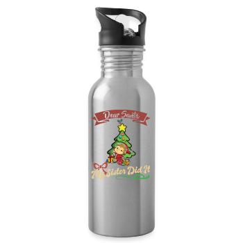 Cher Père Noël Ma sœur l’a fait frères et sœurs Noël - Gourde avec paille intégrée - argent clair - Droite