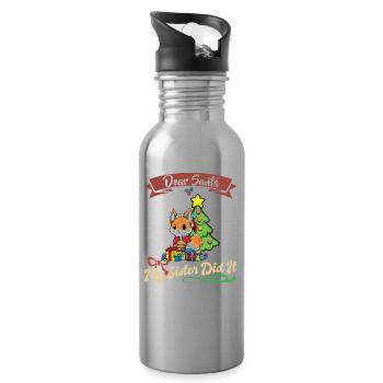 Cher Père Noël Ma sœur l’a fait frères et sœurs Noël - Gourde avec paille intégrée - argent clair - Droite