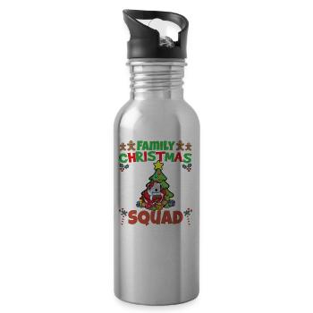 Family Matching Christmas Squad X-Mas Holidays - Water bottle with straw - silver - Right