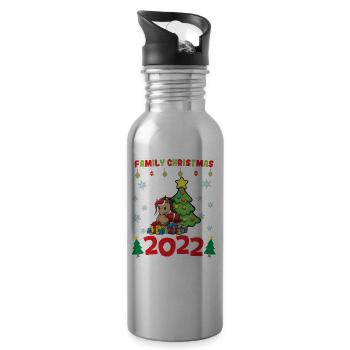 Noël en famille 2022 Drôle d’amoureux de Noël assorti - Gourde avec paille intégrée - argent clair - Droite