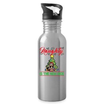 Naughty Is The New Nice Christmas Santa Xmas - Water bottle with straw - silver - Right