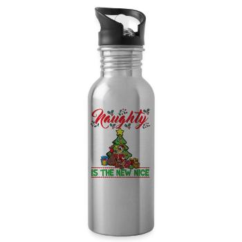 Naughty Is The New Nice Christmas Santa Xmas - Trinkflasche mit integriertem Trinkhalm - Lightsilver - Rechts