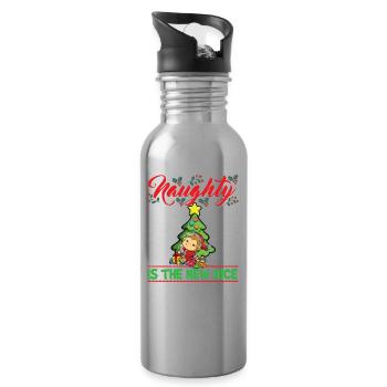 Naughty Is The New Nice Christmas Santa Xmas - Water bottle with straw - silver - Right