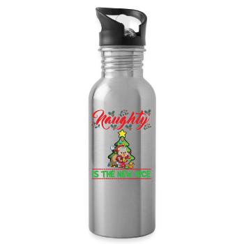 Naughty Is The New Nice Christmas Santa Xmas - Water bottle with straw - silver - Right