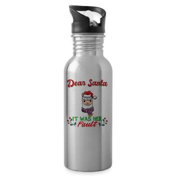 Dear Santa It Was Her Fault Siblings Matching Xmas - Trinkflasche mit integriertem Trinkhalm - Lightsilver - Rechts