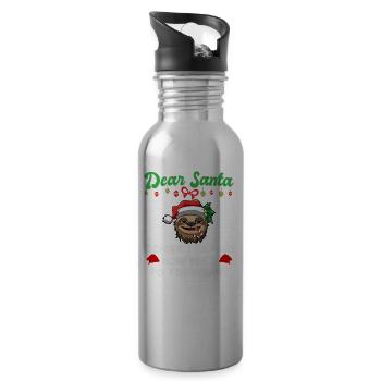 Dear Santa Before I Explain How Much Do You Know - Water bottle with straw - silver - Right