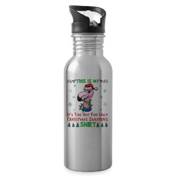 C’est mon pull de Noël C’est trop chaud pour un pull de Noël moche - Gourde avec paille intégrée - argent clair - Droite