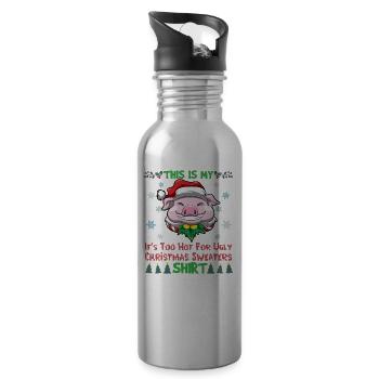 C’est mon pull de Noël C’est trop chaud pour un pull de Noël moche - Gourde avec paille intégrée - argent clair - Droite
