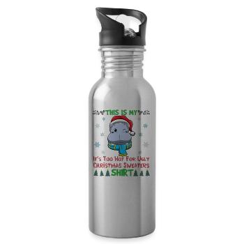 C’est mon pull de Noël C’est trop chaud pour un pull de Noël moche - Gourde avec paille intégrée - argent clair - Droite