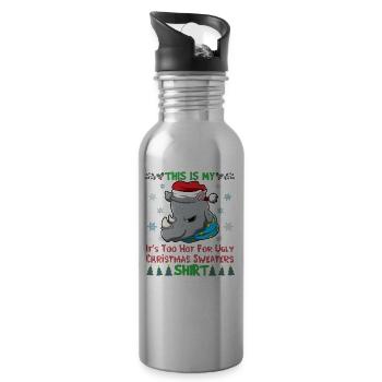 C’est mon pull de Noël C’est trop chaud pour un pull de Noël moche - Gourde avec paille intégrée - argent clair - Droite