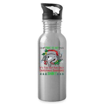 C’est mon pull de Noël C’est trop chaud pour un pull de Noël moche - Gourde avec paille intégrée - argent clair - Droite