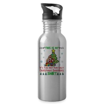 C’est mon pull de Noël C’est trop chaud pour un pull de Noël moche - Gourde avec paille intégrée - argent clair - Droite