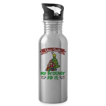 Cher Père Noël Mon frère l’a fait Frères et sœurs Noël - Gourde avec paille intégrée - argent clair - Droite