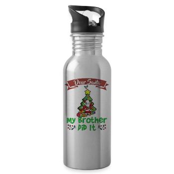 Cher Père Noël Mon frère l’a fait Frères et sœurs Noël - Gourde avec paille intégrée - argent clair - Droite