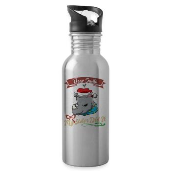 Cher Père Noël Ma sœur l’a fait frères et sœurs Noël - Gourde avec paille intégrée - argent clair - Droite
