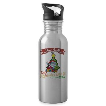 Cher Père Noël Ma soeur l'a fait Frères et sœurs Noël - Gourde avec paille intégrée - argent clair - Droite