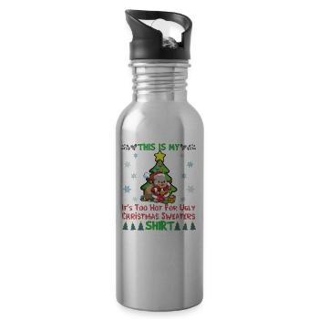 C’est mon pull de Noël C’est trop chaud pour un pull de Noël moche - Gourde avec paille intégrée - argent clair - Droite