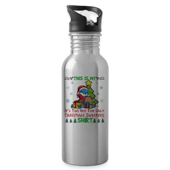 C’est mon pull de Noël C’est trop chaud pour un pull de Noël moche - Gourde avec paille intégrée - argent clair - Droite