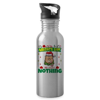 On The Naughty List And I Regret Nothing Santa - Water bottle with straw - silver - Right