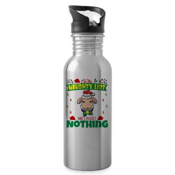 On The Naughty List And I Regret Nothing Santa - Water bottle with straw - silver - Right