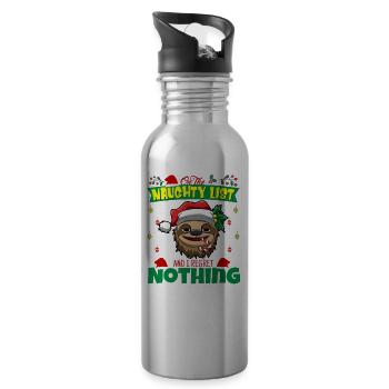 On The Naughty List And I Regret Nothing Santa - Water bottle with straw - silver - Right