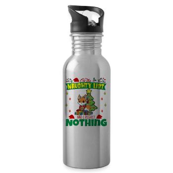 On The Naughty List And I Regret Nothing Santa - Water bottle with straw - silver - Right