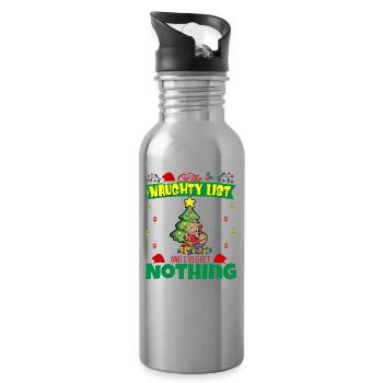 On The Naughty List And I Regret Nothing Santa - Water bottle with straw - silver - Right