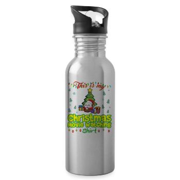 This Is My Christmas Movie Watching Shirt - Water bottle with straw - silver - Right