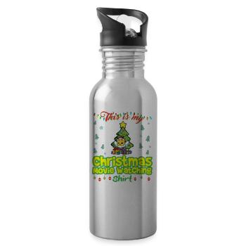 This Is My Christmas Movie Watching Shirt - Water bottle with straw - silver - Right
