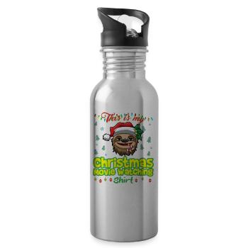 This Is My Christmas Movie Watching Shirt - Water bottle with straw - silver - Right