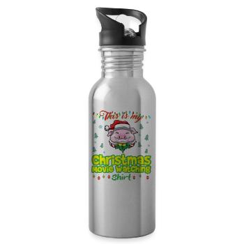 This Is My Christmas Movie Watching Shirt - Water bottle with straw - silver - Right