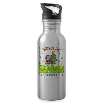 This Is My Christmas Movie Watching Shirt - Water bottle with straw - silver - Right