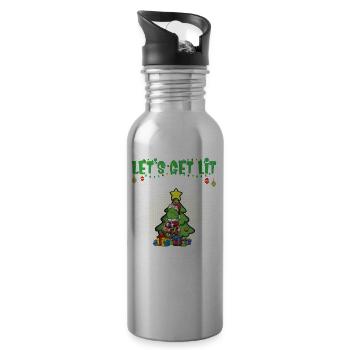 Let's Get Lit Advent Season Christmas Party X-Mas - Water bottle with straw - silver - Right