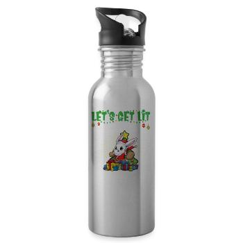 Let's Get Lit Advent Season Christmas Party X-Mas - Water bottle with straw - silver - Right