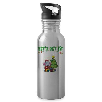 Let's Get Lit Advent Season Christmas Party X-Mas - Water bottle with straw - silver - Right