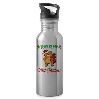 This Is My First Christmas Toddler One Year X-Mas - Trinkflasche mit integriertem Trinkhalm - Lightsilver - Rechts