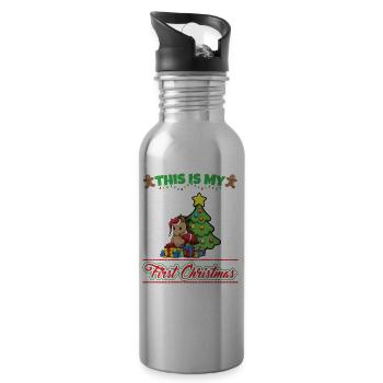 This Is My First Christmas Toddler One Year X-Mas - Trinkflasche mit integriertem Trinkhalm - Lightsilver - Rechts