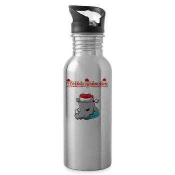 Fröhliche Weihnachten X-Mas Santa Heilig Abend - Trinkflasche mit integriertem Trinkhalm - Lightsilver - Rechts