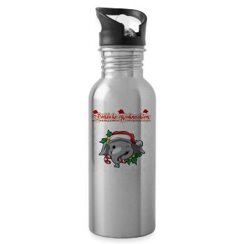 Fröhliche Weihnachten X-Mas Santa Heilig Abend - Trinkflasche mit integriertem Trinkhalm - Lightsilver - Rechts