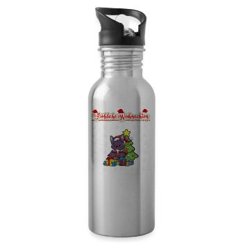 Fröhliche Weihnachten X-Mas Santa Heilig Abend - Trinkflasche mit integriertem Trinkhalm - Lightsilver - Rechts