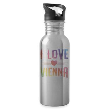I Love Vienna - Water bottle with straw - silver - Right