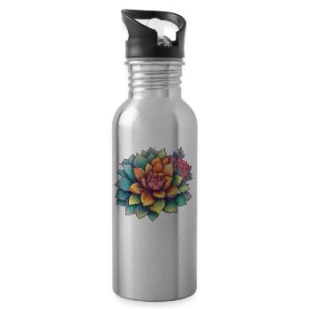 Cactus Blooming Cacti Succulent Lover Wildflower - Water bottle with straw - silver - Right