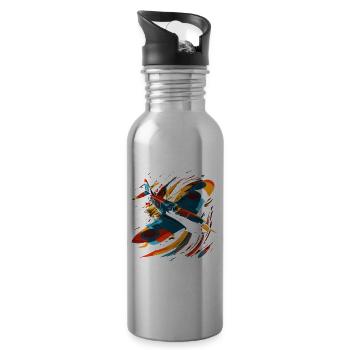 Spitfire Flugzeugpilot Flieger Militär Warbirds - Trinkflasche mit integriertem Trinkhalm - Lightsilver - Rechts