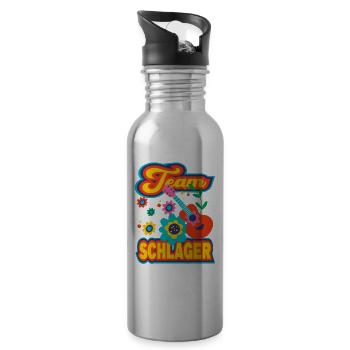 Team Schlager Schlagermusik Schlagerparty - Trinkflasche mit integriertem Trinkhalm - Lightsilver - Rechts
