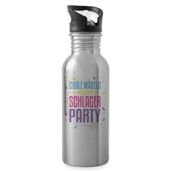 Coole Mädels machen Schlager Party Schlagerparty - Trinkflasche mit integriertem Trinkhalm - Lightsilver - Rechts