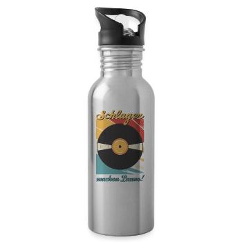 Schlager machen Laune Schlagermusik Schlagerparty - Trinkflasche mit integriertem Trinkhalm - Lightsilver - Rechts
