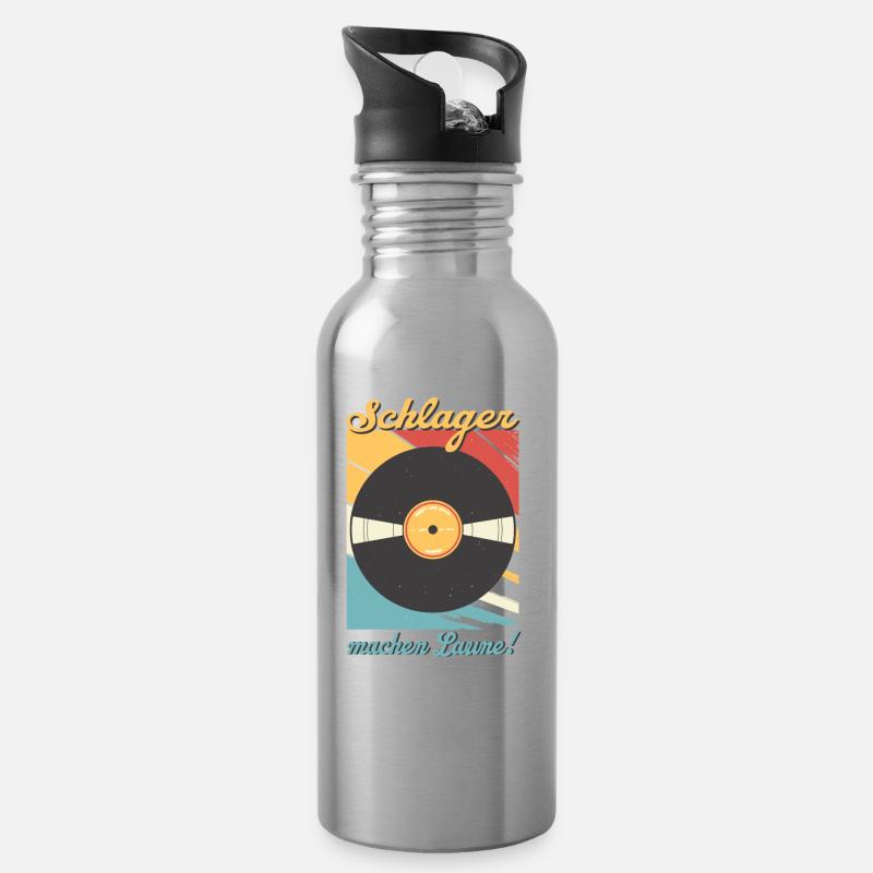 Schlager machen Laune Schlagermusik Schlagerparty - Trinkflasche mit integriertem Trinkhalm - Lightsilver
