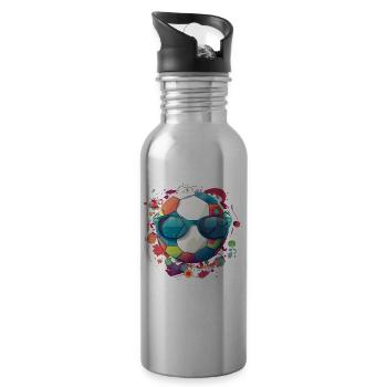 Soccer Player Cool Athlete Sports Football Game - Water bottle with straw - silver - Right