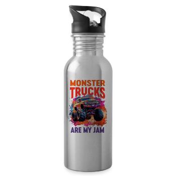 Monster Truck Big Retro Race Dad Trucker Lover - Water bottle with straw - silver - Right